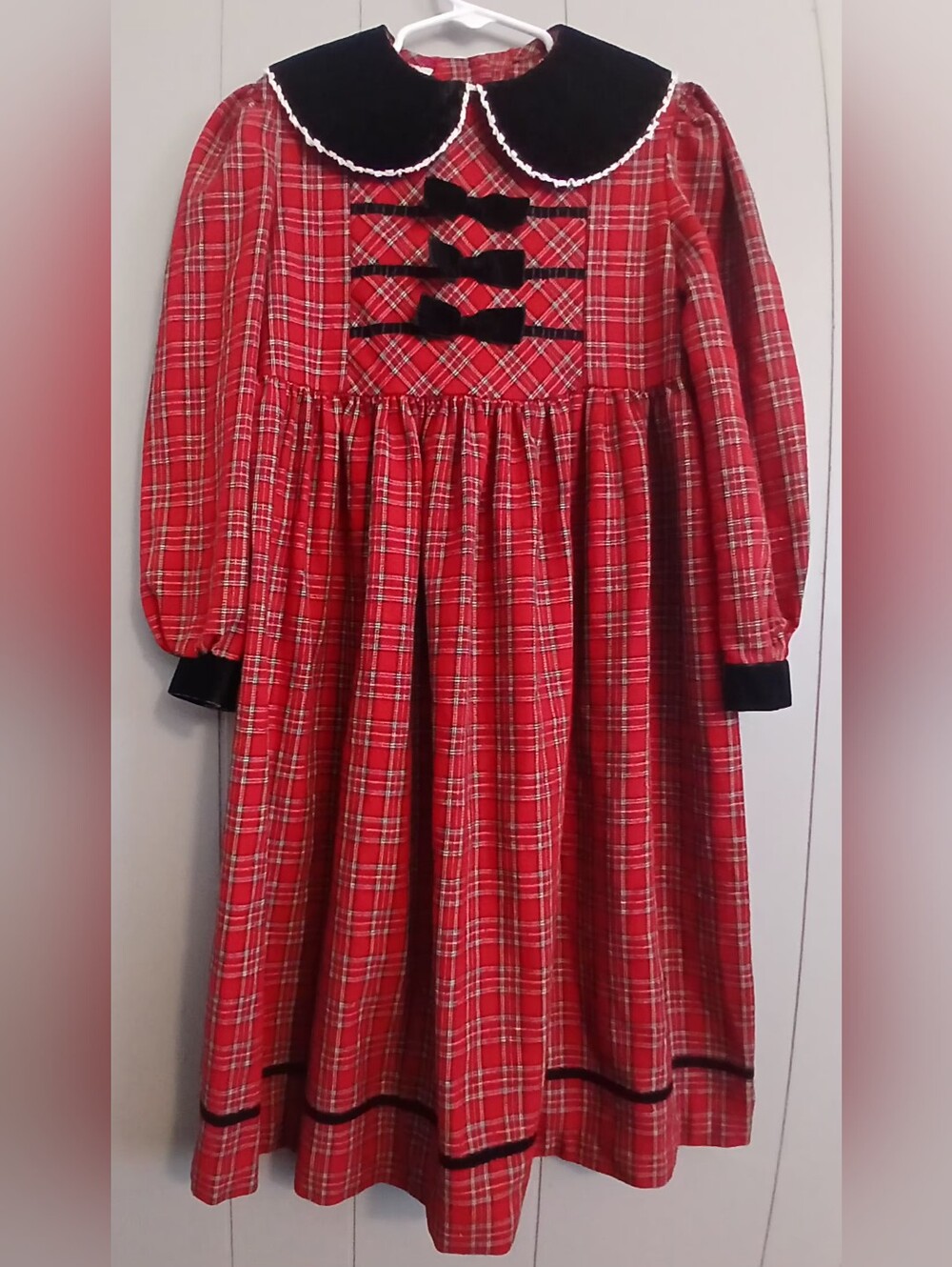 Bonnie Jean Vintage Girls Size 5-7 Plaid Holiday Dress